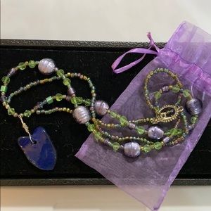 Purple Iridescent 16” Beaded Necklace (c4)